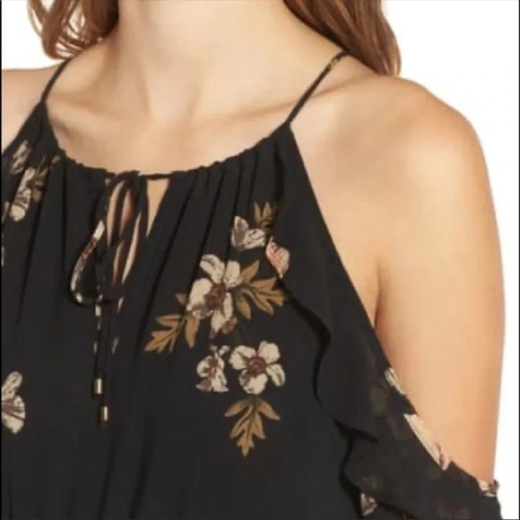 ASTR The Label Black Persephone Floral print Cold Shoulder Midi Dress Size XS - Picture 10 of 12